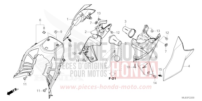 COUVERCLE/BUSE de Hornet 750 MAT BALLISTIC BLACK METALLIC (NHA86) de 2025